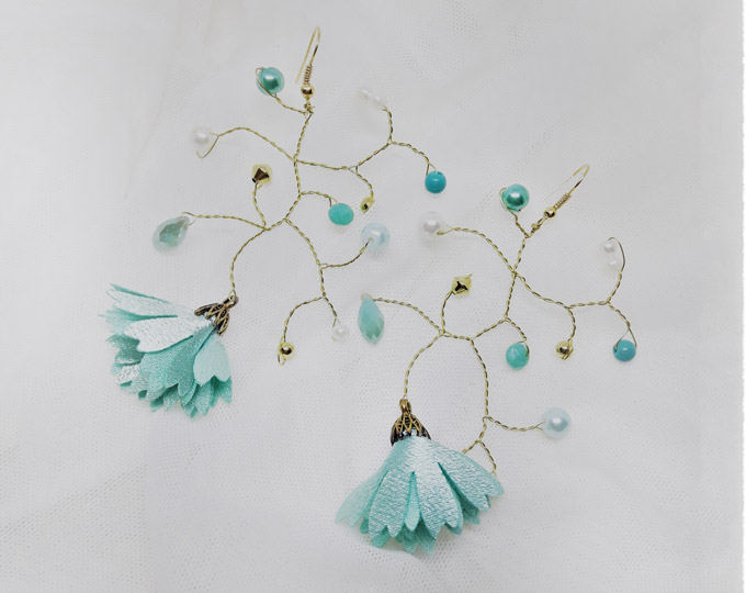 gold-and-aqua-branch-earrings B