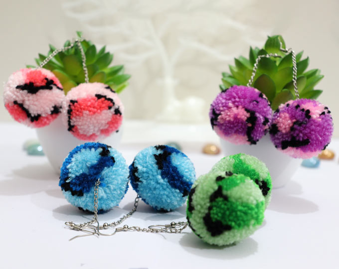 multicolor-pom-pom-earrings