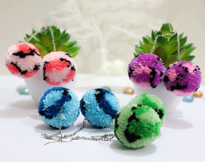 multicolor-pom-pom-earrings