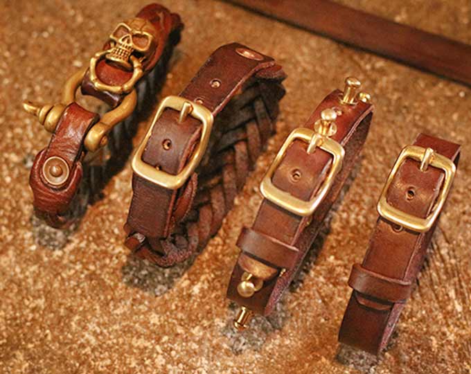 cowhide-brass-chain-bracelet