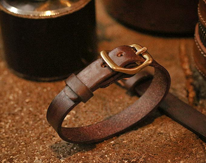 cowhide-brass-chain-bracelet B