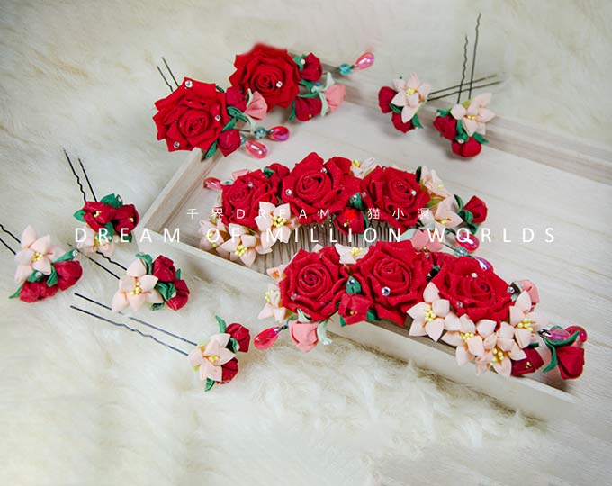 handmade-red-flower-wedding-bridal A