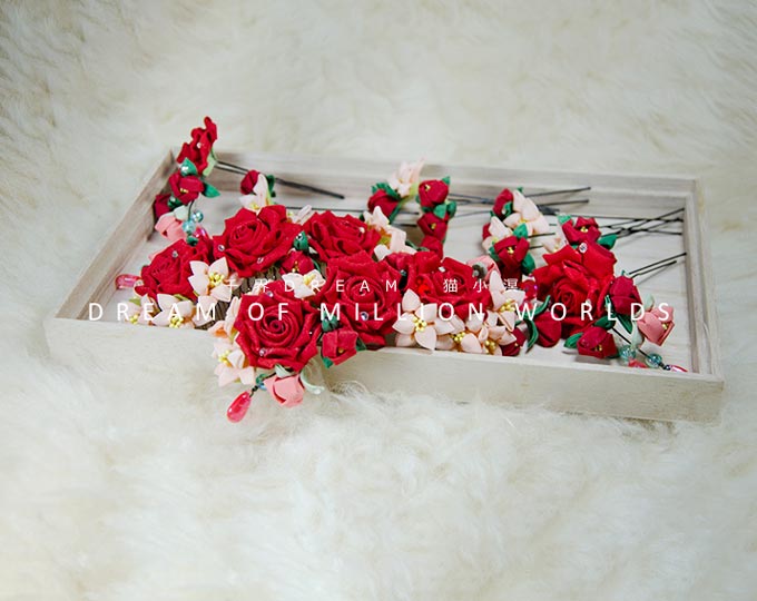 handmade-red-flower-wedding-bridal B