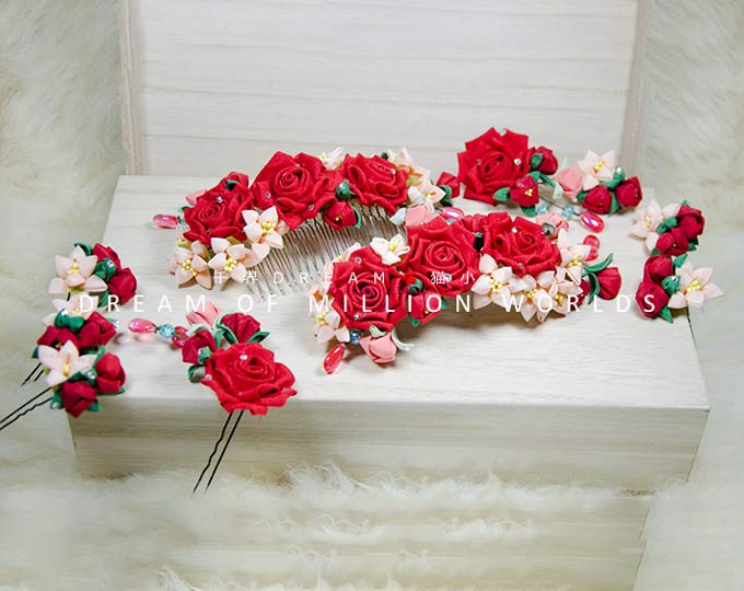 handmade-red-flower-wedding-bridal C