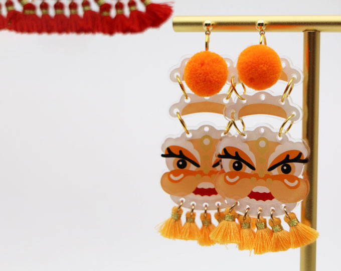 zhicoo-lion-dance-acrylic-earrings