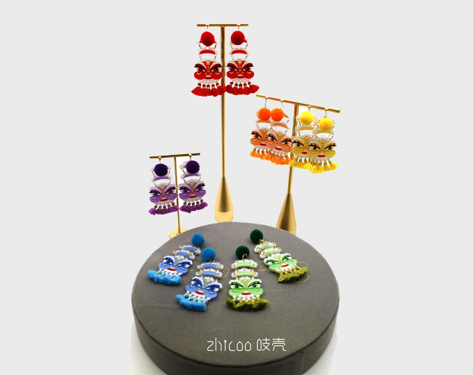 zhicoo-lion-dance-acrylic-earrings A
