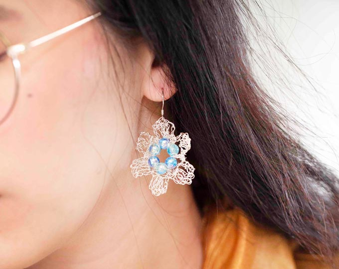 wire-crochet-flower-earrings C