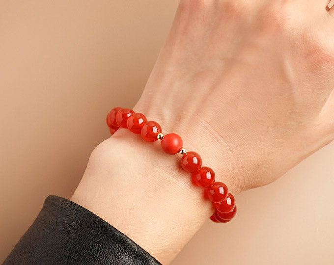 cinnabar-bracelet-red-agate-beads C