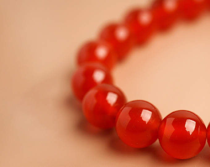 cinnabar-bracelet-red-agate-beads E