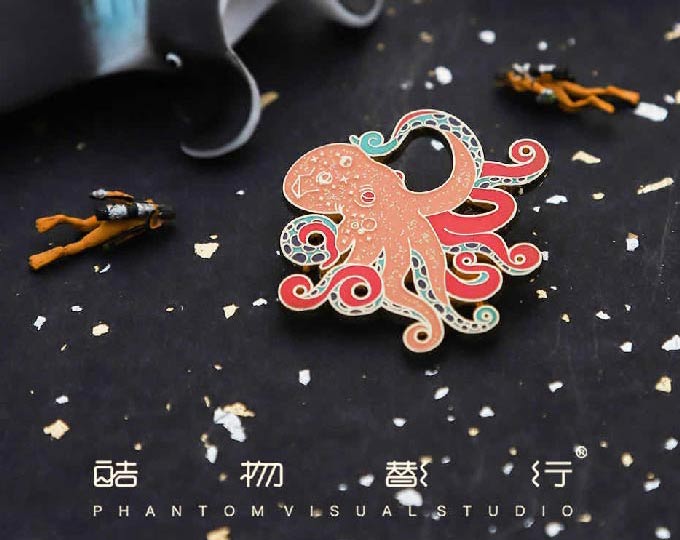 octopus-enamel-metal-brooch-badge A