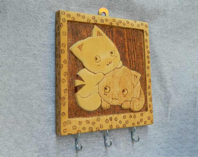 Kawaii-Cats-wooden-key-hanger-kawai A