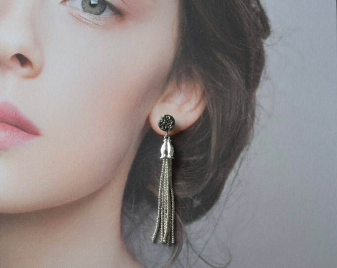 silver-beads-tassel-earrings B