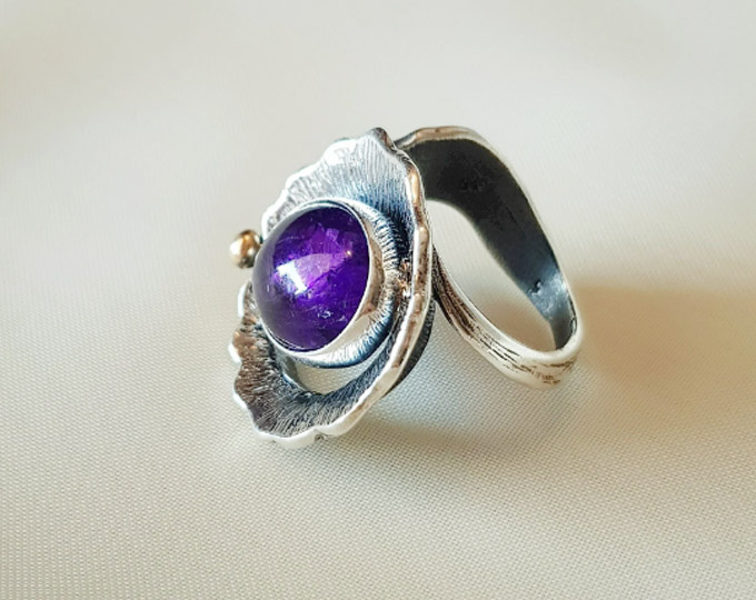 Handmade-Amethyst-925-Silver-Ring A