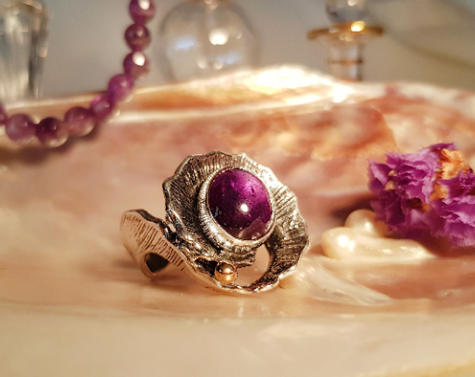 Handmade-Amethyst-925-Silver-Ring C