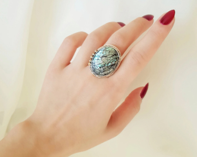 Large-Oval-Abalone-Ring-925-Sterli C