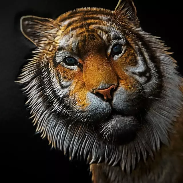 17 GeYe Carving Leather Handmade Tiger