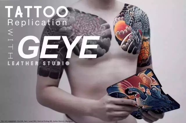 31 GeYe Carving Leather Handmade Tattoo  Crane Wallet