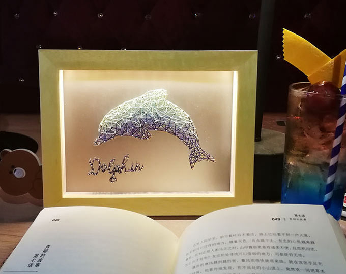 handcraft-stringart-framed-dolphin C