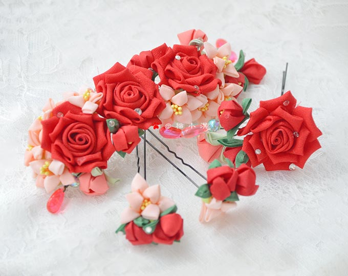 handmade-red-flower-wedding-bridal