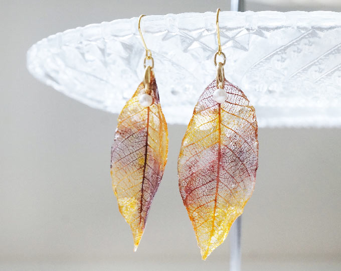 real-leaf-earrings